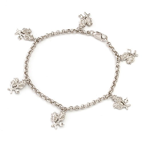 Sterling Silver Rose Diamond Bracelt