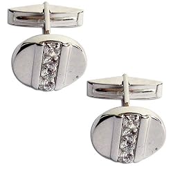 Cufflinks Set Sterling Silver Zircon Stone (cflng264)