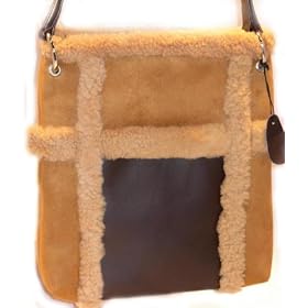 Suede and Fleece Messenger Bag Handbag Purse 