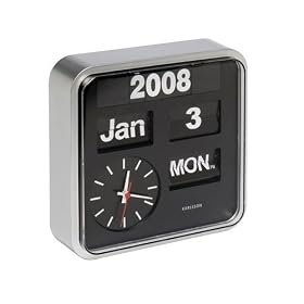 Karlsson Retro Square Flip Wall Clock / Calendar