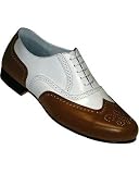 Aris Allen Mens Brown Leather Spat Styled Wingtip Dance Shoes - Leather Sole