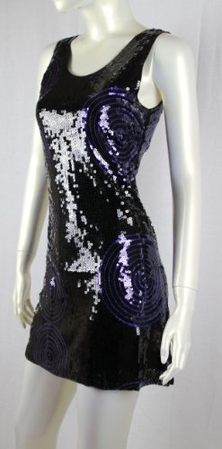 Black Purple Allover Sequin Tank Tunic Cocktail Clubwear Party Dress onSale