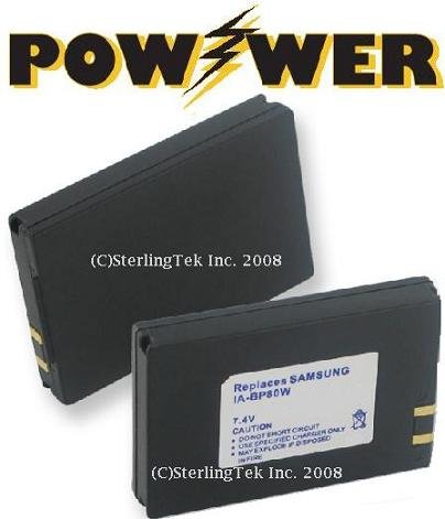 SterlingTek's POWWER Samsung VP-DX100i 1000mah IA-BP80W Battery Pack Equivalent