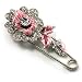 Silver Tone Crystal Rose Safety Pin Brooch (Pink)