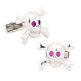 Sterling Silver Ruby Eye Skull Daddy Cufflinks