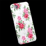 White Flower Slim Fit Hard Case Cover For iPhone 4