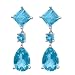 14k White Gold Blue Topaz Pear and Square Dangle Earring