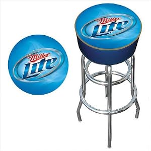 Trademark Miller Lite logo padded bar stool