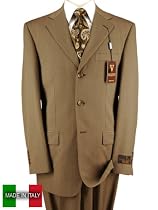 Valenti Men Suits Italian Super 150s Merino Wool Hand Tailored Made in Italy Canvas Front Complete Jacket and Pants Taupe Brown