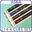 Billiard Pool Cue Stick Set Aska L14 4 pool cue sticks