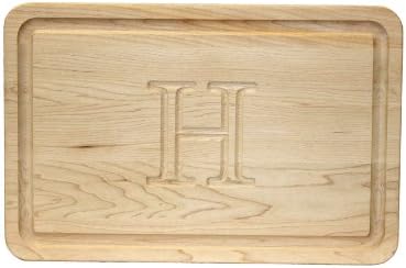 CHUBBCO 220-H Thick Carving Board, 15-Inch by 24-Inch by 1.25-Inch, Monogrammed "H", Maple