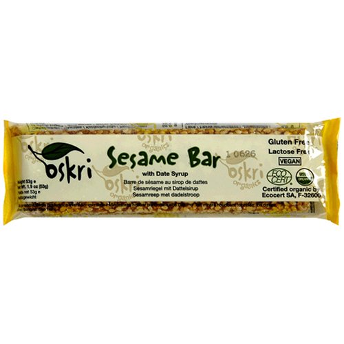 Oskri Organics Sesame Bars with Date Syrup, 1.9-Ounce Bars (Pack of 18)