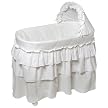 Burlington Baby Bassinet with 3 Ruffle Skirt, Sheet Set, Storage Underneath - White