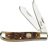 Jeep Knives 4 1/8-InchBrown 2 Blade Jigged Bone
