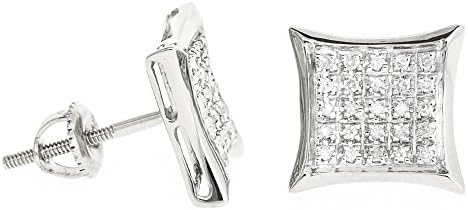 Diamond Kite Shape Mens Stud Earrings in 10k White Gold(0.18 ctw)