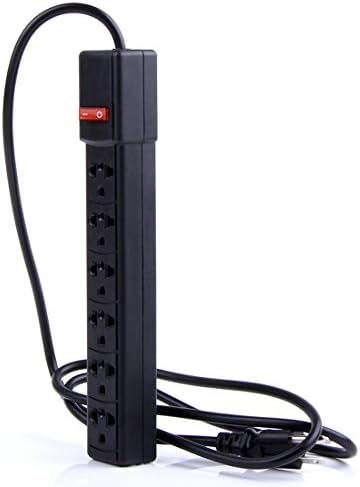 XDTZ 2PCS 2500W 6 Outlet Universal Power Socket With Lightningproof and Surge Protector Black