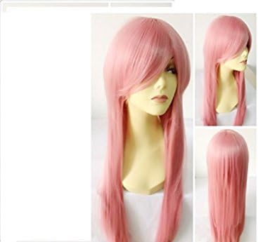 Fashion Kingdom Multi-color 32" 80cm Heat Resistant Long Straight Women's Cosplay wig (smoke pink)