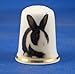 Porcelain China Thimble -- Dutch Black and White Rabbit