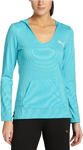 PUMA Women's Hoodie Cover Up Top - Scuba Blue Heather - X-Small