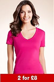 Pure Cotton V-Neck Plain Jersey T-Shirt