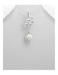 Snake Shell Pendant Necklace In 92.5 Sterling Silver