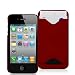 Electromaster(TM) Brand - Red Credit Card ID Holder Rubberized Snap-On Hard Back Cover Case for AT&T Verizon Sprint Apple iPhone 4S 4G 4