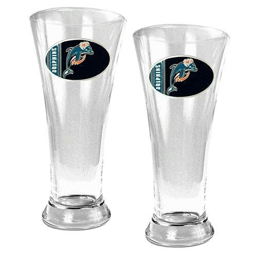 NFL Miami Dolphins Two Piece 19-Ounce Pilsner Glass Set