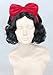 Topcosplay Women Wig Black Short Curly Cosplay Wigs with Bow Headband Halloween Costume Party Wigs