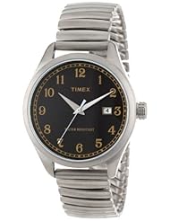 Timex Unisex T2N4009J Originals 1900s Inspiration Black Dial Stainless Steel Expansion Band Watch