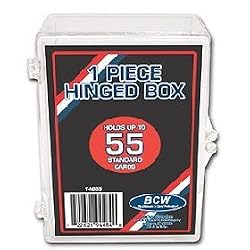 BCW Hinged Box 55 Count - Baseball, Football, Basketball, Hockey, Golf, Single Sports Cards Top Load - Sportcards Card Collecting Supplies