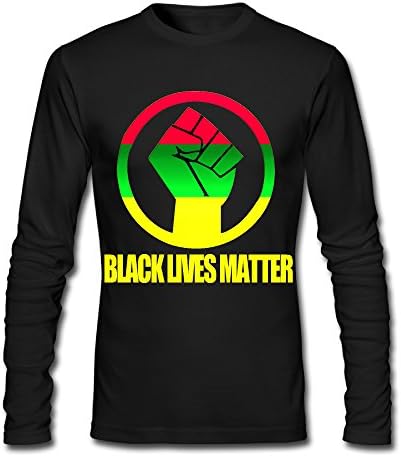 CAILZ Men's Black Lives Matter Flag Of South Africa Long Sleeve 100% Cotton Tshirts S