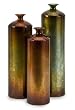 Set of 3 Warm Metallic Earth Tone Colored Decorative Bottles 17.5"