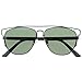 zeroUV - Modern Fashion Full Metal Crossbar Technologic Flat Lens Aviator Sunglasses 54mm (Black-Black / Green)