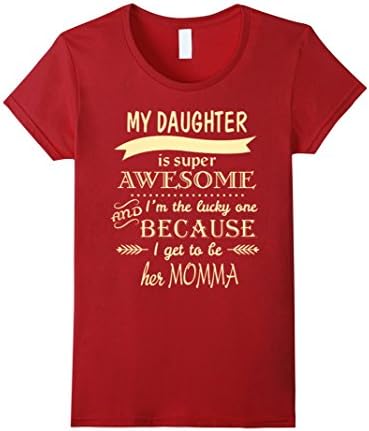 Women's I'm The Lucky One Because I Get To Be He Her Momma TShirt Medium Cranberry