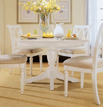 Camden White Round Table by American Drew.