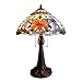 Tiffany table lamp 2 lights bronze finish floral design glass shade