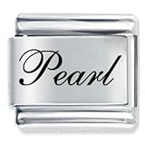 Name Pearl Italian Charms Bracelet Link