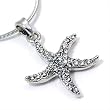 Silvertone Crystal Starfish Pendant Necklace Fashion Jewelry