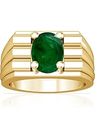 18K Yellow Gold Oval Cut Emerald Solitaire Ring