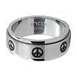 Size 9 - Inox Jewelry 316L Stainless Steel Peace Sign Spin Ring