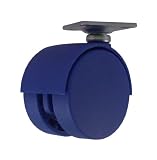 1 X BLUE 40mm TWIN WHEEL FURNITURE SWIVEL CASTOR