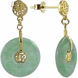 Vermeil (24k Gold over Sterling Silver) Green Jade Motif Post earrings