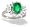 14K White Gold Genuine Oval Emerald and Diamond Ring - Size 4