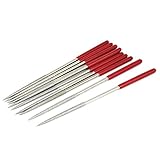 uxcell　?ラウンドヤスリ　ダイヤモンドニードルファイル　宝石細工　宝石　木工　赤いハンドル　5mmx180mm　10本入り