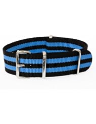 20mm [ Black Blue ] James Bond Nylon Nato Watch Band Military Strap G10