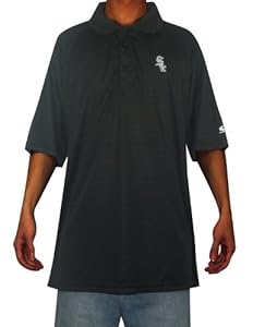 Mens MLB Chicago White Sox Baseball Athletic Short Sleeve Polo Shirt XL Black