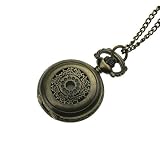 New Ladies Light Copper Stainless Steel Case White Dial Necklace Pendant Pocket Watch