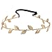 Lux Accessories Metal Leaf Textured Woven Stretch Headband