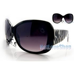 HOTLOVE Premium Sunglasses UV400 Lens Technology - Unisex 7010 Black Frame Glassy Finish Fashion BW Zebra Design w Black Gradient - Perfectly Match Everyday Apparel for Women & Men