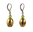 Earrings - E255 - Polka Dot Plated Glass and Swarovski (tm) Crystal - Oval ~ Olive Green